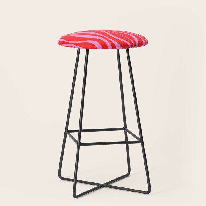 Mod Hourglass Abstract Midcentury Modern Retro Pattern in Preppy Pink and Red Stool Gallery Image 1