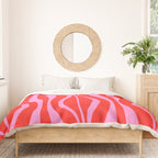 Mod Hourglass Abstract Midcentury Modern Retro Pattern in Preppy Pink and Red Duvet Cover Gallery Image 3