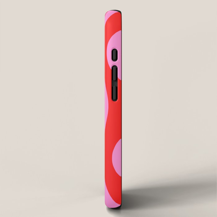Mod Hourglass Abstract Midcentury Modern Retro Pattern in Preppy Pink and Red iPhone Case Gallery Image 2