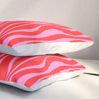 Mod Hourglass Abstract Midcentury Modern Retro Pattern in Preppy Pink and Red Pillow Sham Gallery Image 3