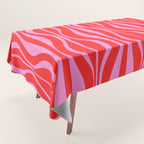 Mod Hourglass Abstract Midcentury Modern Retro Pattern in Preppy Pink and Red Tablecloth Gallery Image 1