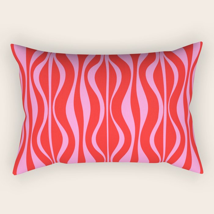 Mod Hourglass Abstract Midcentury Modern Retro Pattern in Preppy Pink and Red Rectangular Pillow Gallery Image 1