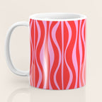 Mod Hourglass Abstract Midcentury Modern Retro Pattern in Preppy Pink and Red Coffee Mug Gallery Image 3