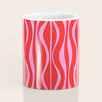 Mod Hourglass Abstract Midcentury Modern Retro Pattern in Preppy Pink and Red Coffee Mug Gallery Image 4