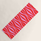 Mod Hourglass Abstract Midcentury Modern Retro Pattern in Preppy Pink and Red Yoga Mat Gallery Image 1