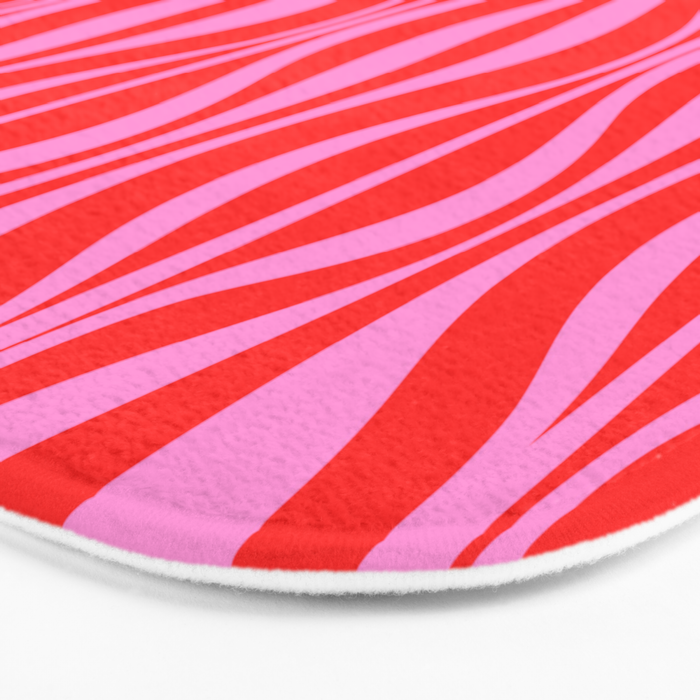Mod Hourglass Abstract Midcentury Modern Retro Pattern in Preppy Pink and Red Bath Mat Gallery Image 3
