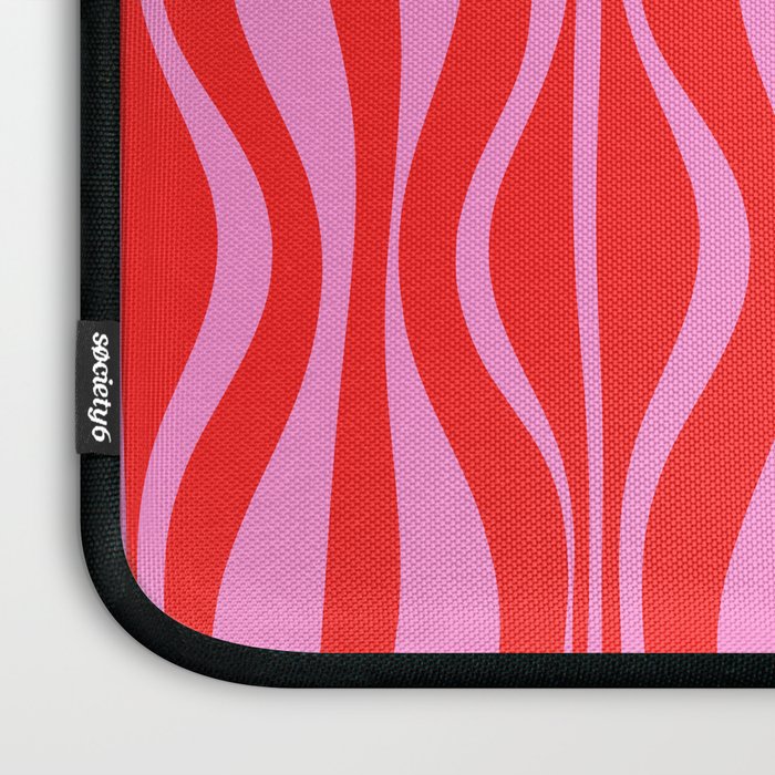 Mod Hourglass Abstract Midcentury Modern Retro Pattern in Preppy Pink and Red Laptop Sleeve Gallery Image 3