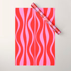Mod Hourglass Abstract Midcentury Modern Retro Pattern in Preppy Pink and Red Wrapping Paper Gallery Image 1