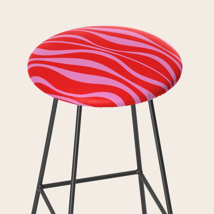 Mod Hourglass Abstract Midcentury Modern Retro Pattern in Preppy Pink and Red Stool Gallery Image 2
