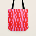 Mod Hourglass Abstract Midcentury Modern Retro Pattern in Preppy Pink and Red Tote Bag Gallery Image 1