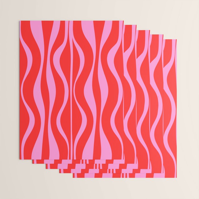Mod Hourglass Abstract Midcentury Modern Retro Pattern in Preppy Pink and Red Wrapping Paper Gallery Image 3