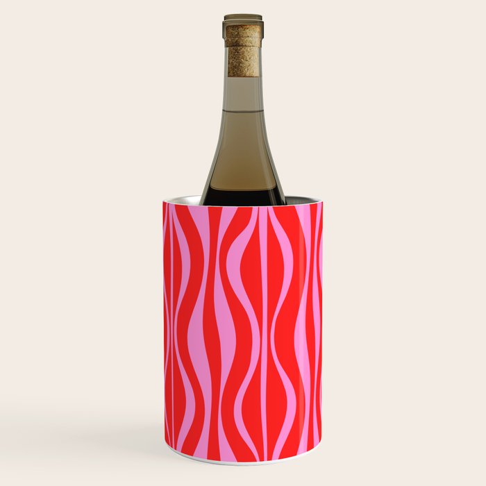 Mod Hourglass Abstract Midcentury Modern Retro Pattern in Preppy Pink and Red Wine Chiller Gallery Image 2