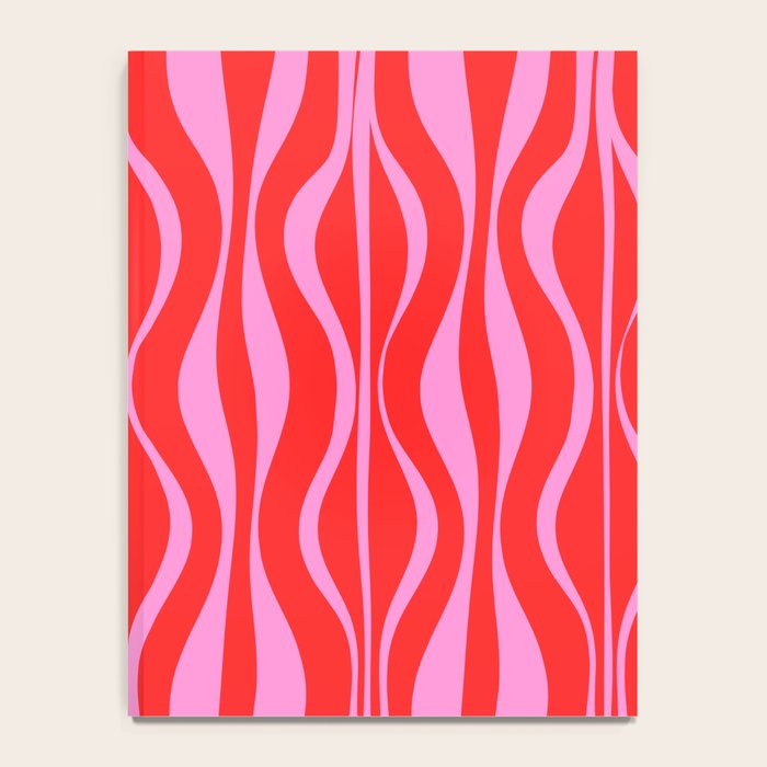 Mod Hourglass Abstract Midcentury Modern Retro Pattern in Preppy Pink and Red Notebook Gallery Image 4