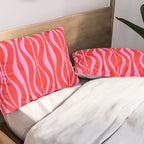 Mod Hourglass Abstract Midcentury Modern Retro Pattern in Preppy Pink and Red Pillow Sham Gallery Image 2