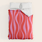 Mod Hourglass Abstract Midcentury Modern Retro Pattern in Preppy Pink and Red Duvet Cover Gallery Image 6