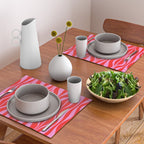 Mod Hourglass Abstract Midcentury Modern Retro Pattern in Preppy Pink and Red Placemat Gallery Image 2