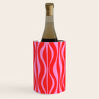 Mod Hourglass Abstract Midcentury Modern Retro Pattern in Preppy Pink and Red Wine Chiller Gallery Image 3