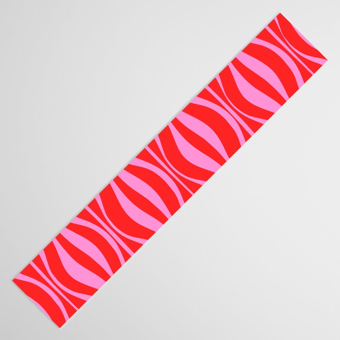 Mod Hourglass Abstract Midcentury Modern Retro Pattern in Preppy Pink and Red Table Runner Gallery Image 3