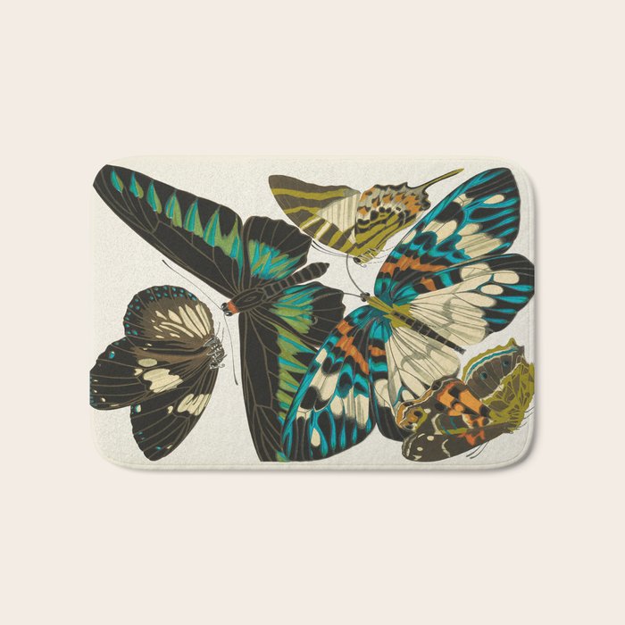 Vintage Butterfly Illustration EA Seguy Papillon Bath Mat Gallery Image 1