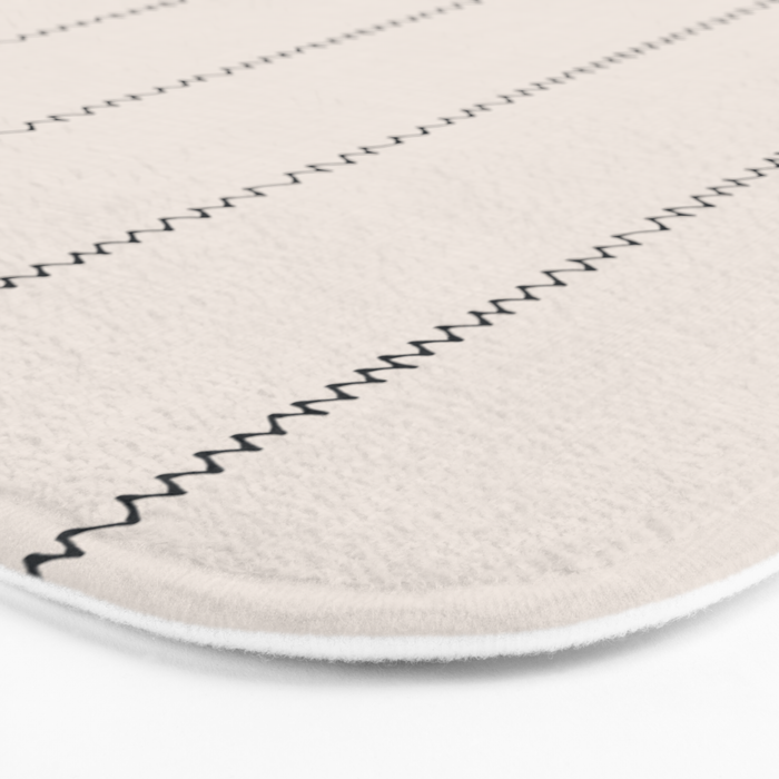 French Cream Linen Stripe Bath Mat Gallery Image 3