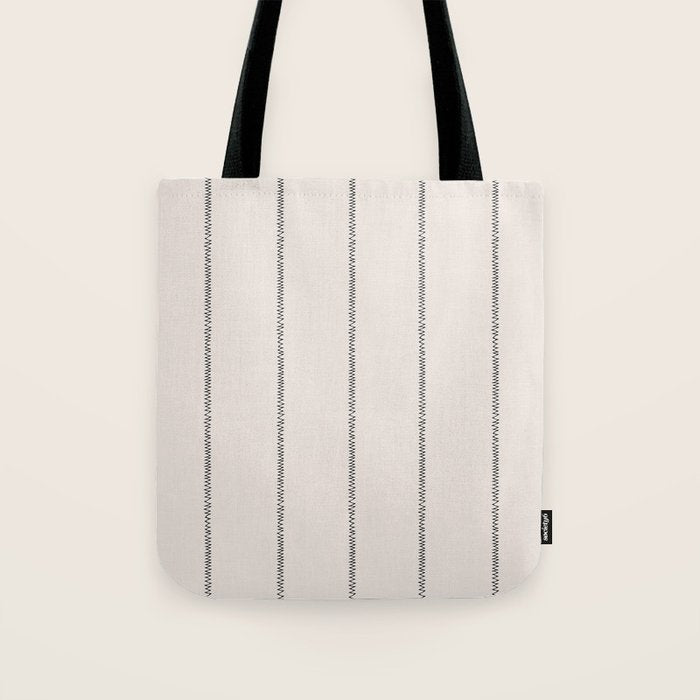 French Cream Linen Stripe Tote Bag Gallery Image 1