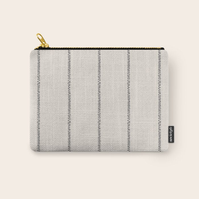 French Cream Linen Stripe Carry All Pouch Gallery Image 1