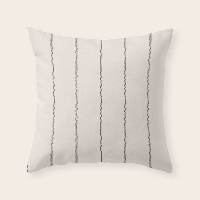 French Cream Linen Stripe Throw Pillow Gallery Image 1