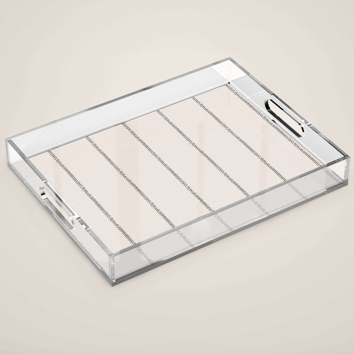 French Cream Linen Stripe Acrylic Tray Gallery Image 1