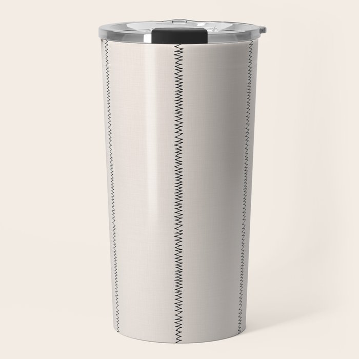 French Cream Linen Stripe Travel Mug Gallery Image 1