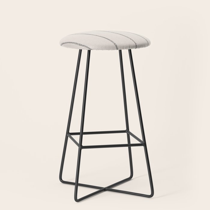 French Cream Linen Stripe Stool Gallery Image 1
