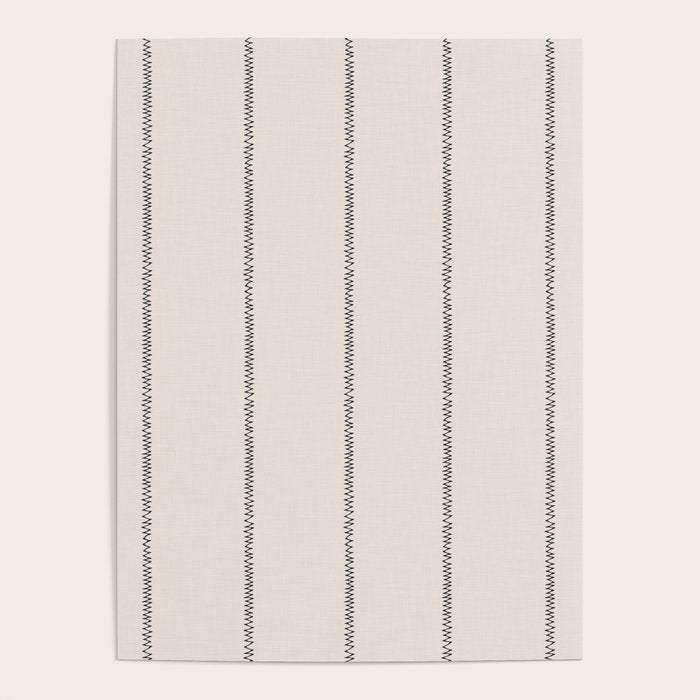 French Cream Linen Stripe Poster Gallery Image 1