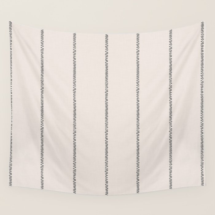 French Cream Linen Stripe Wall Tapestry Gallery Image 1