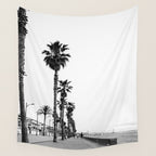 Playa de Valencia | Black and white photograph of the boulevard & beach | travel art Wall Tapestry Gallery Image 4