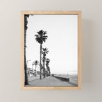 Playa de Valencia | Black and white photograph of the boulevard & beach | travel art Mini Art Print Gallery Image 1