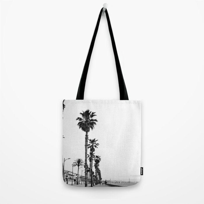 Playa de Valencia | Black and white photograph of the boulevard & beach | travel art Tote Bag Gallery Image 2