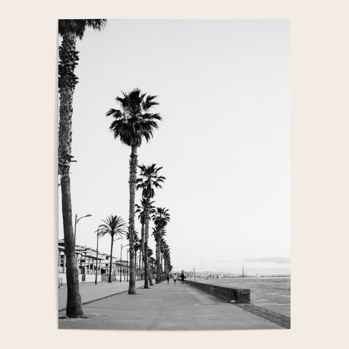 Playa de Valencia | Black and white photograph of the boulevard & beach | travel art Poster Gallery Image 4
