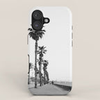 Playa de Valencia | Black and white photograph of the boulevard & beach | travel art iPhone Case Gallery Image 1