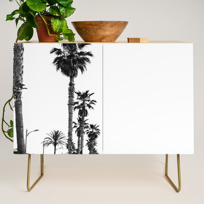 Playa de Valencia | Black and white photograph of the boulevard & beach | travel art Credenza Gallery Image 1