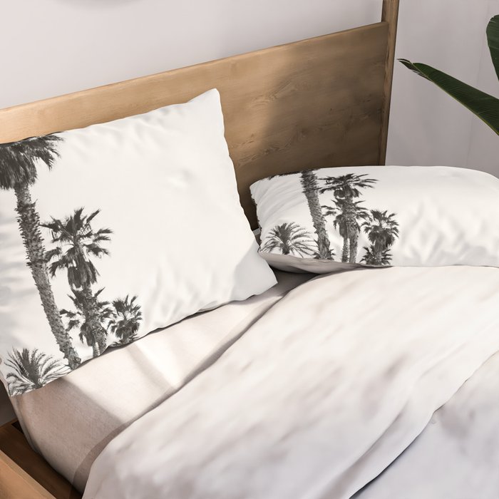 Playa de Valencia | Black and white photograph of the boulevard & beach | travel art Pillow Sham Gallery Image 2