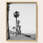 Playa de Valencia | Black and white photograph of the boulevard & beach | travel art Serving Tray Gallery Image 1