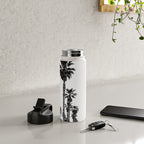 Playa de Valencia | Black and white photograph of the boulevard & beach | travel art Water Bottle Gallery Image 4