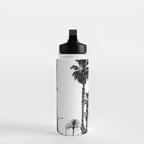 Playa de Valencia | Black and white photograph of the boulevard & beach | travel art Water Bottle Gallery Image 3