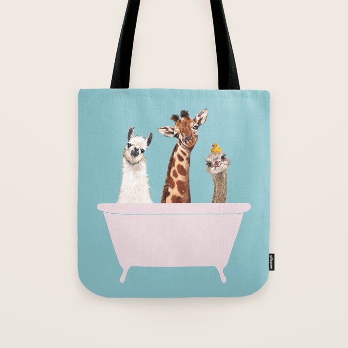 Playful Gangs in Bathtub Blue Tote Bag Gallery Image 1