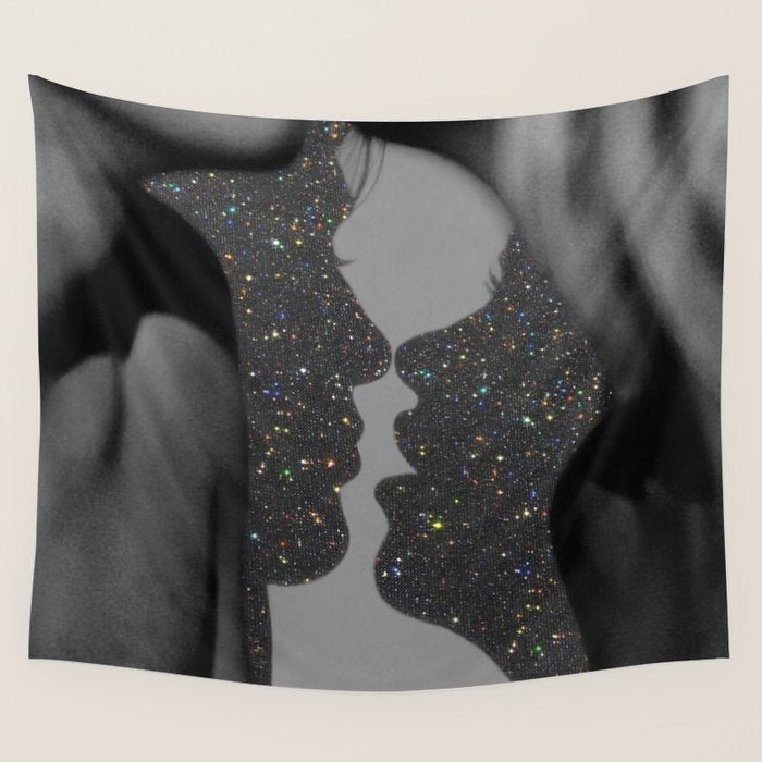 LOVE | glitter collage art | shadows | feelings | passion | sparkle art | glitter art | bling  Wall Tapestry Gallery Image 4