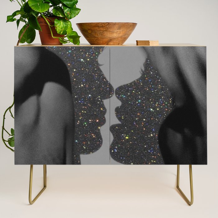 LOVE | glitter collage art | shadows | feelings | passion | sparkle art | glitter art | bling  Credenza Gallery Image 1