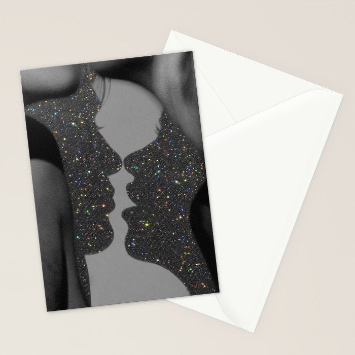 LOVE | glitter collage art | shadows | feelings | passion | sparkle art | glitter art | bling  Stationery Card Gallery Image 2