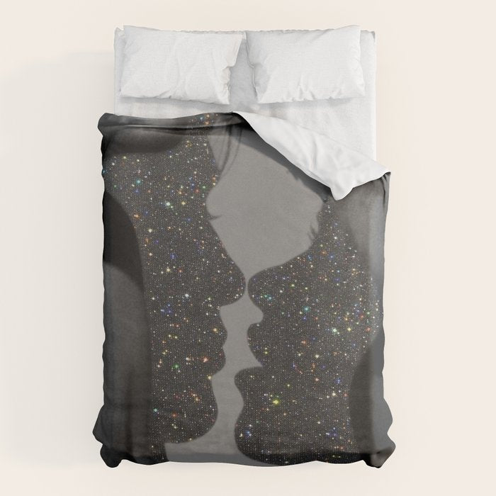 LOVE | glitter collage art | shadows | feelings | passion | sparkle art | glitter art | bling  Duvet Cover Gallery Image 6