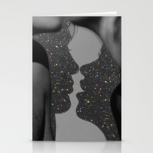 LOVE | glitter collage art | shadows | feelings | passion | sparkle art | glitter art | bling  Stationery Card Gallery Image 2