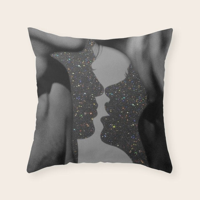 LOVE | glitter collage art | shadows | feelings | passion | sparkle art | glitter art | bling  Throw Pillow Gallery Image 6