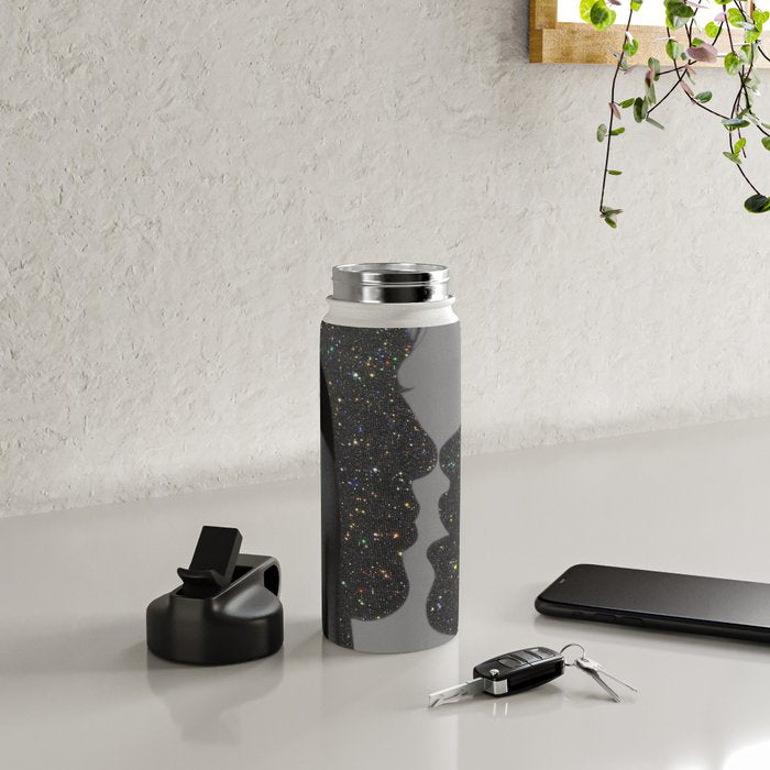 LOVE | glitter collage art | shadows | feelings | passion | sparkle art | glitter art | bling  Water Bottle Gallery Image 4